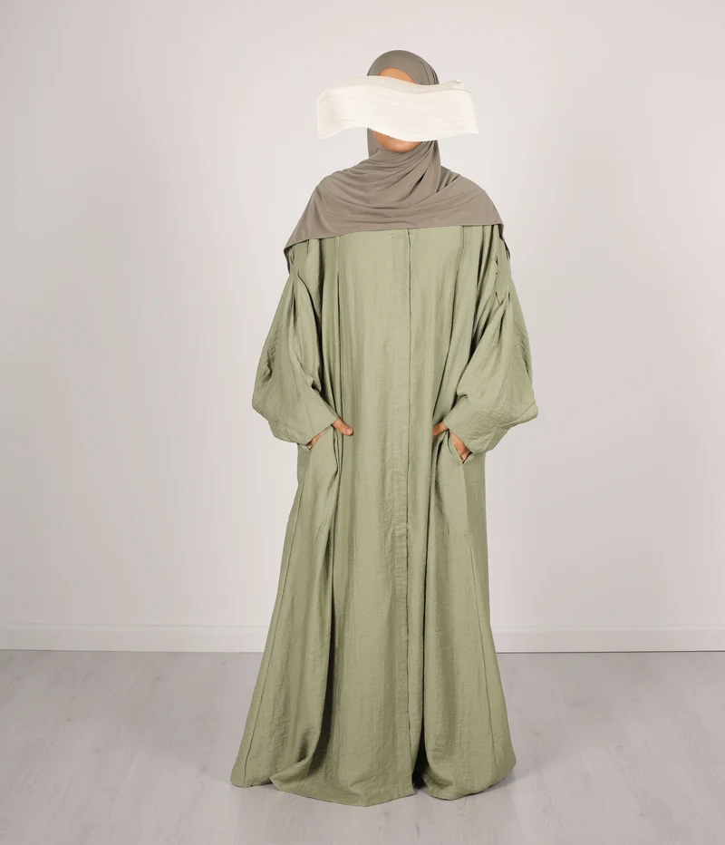 Abaya Leinen Safirah - Vintage Grün