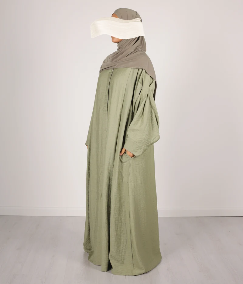 Abaya Leinen Safirah - Vintage Grün