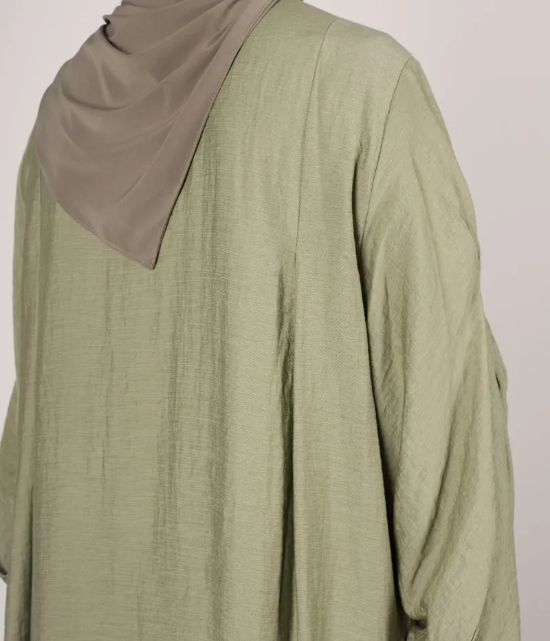 Abaya Leinen Safirah - Vintage Grün