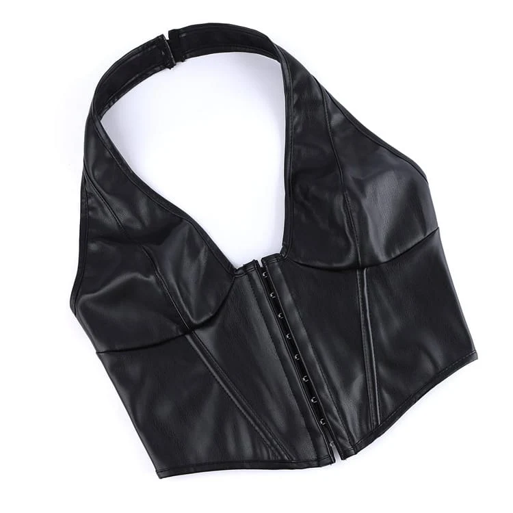 Gothic-Schnürkorsett für Damen mit Neckholder und Überbrustumfang