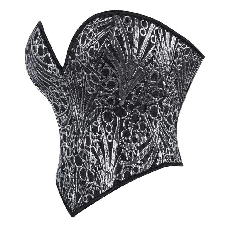 Gothic-Herz-V-Ausschnitt Jacquard-Schnürkorsett für Damen mit Überbrustumfang