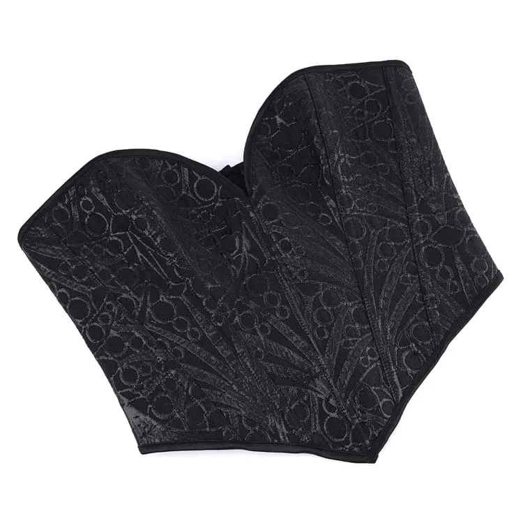 Gothic-Herz-V-Ausschnitt Jacquard-Schnürkorsett für Damen mit Überbrustumfang