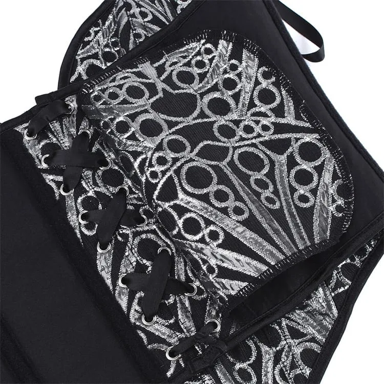 Gothic-Herz-V-Ausschnitt Jacquard-Schnürkorsett für Damen mit Überbrustumfang