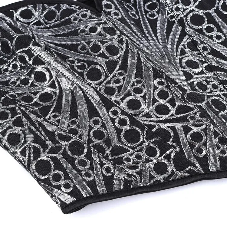 Gothic-Herz-V-Ausschnitt Jacquard-Schnürkorsett für Damen mit Überbrustumfang