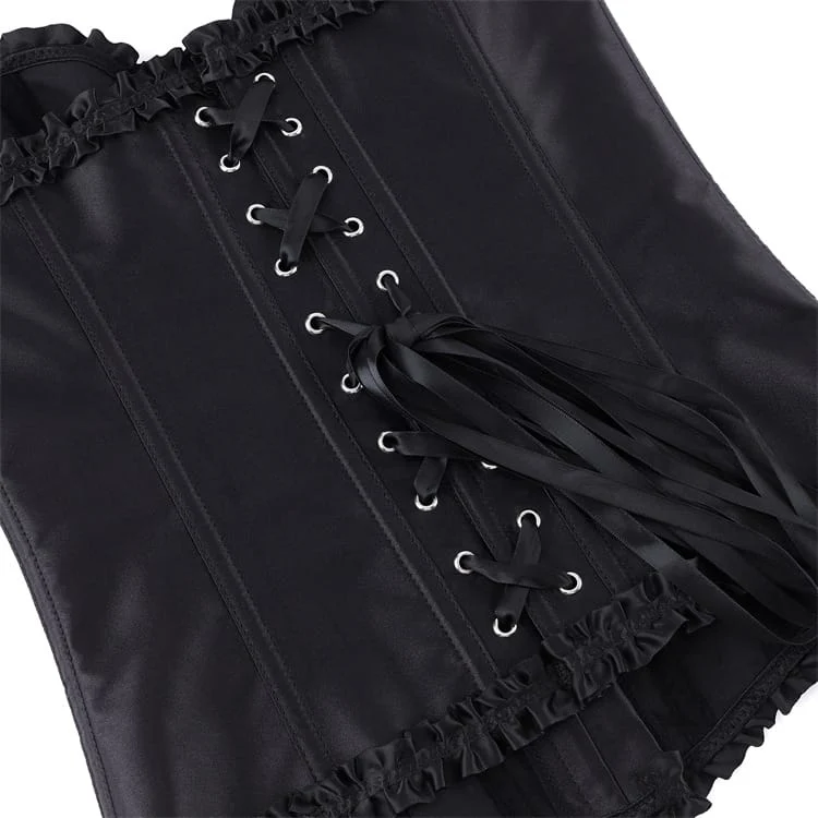 Gothic-Korsett für Damen mit Rüschenbesatz und Schnürung über der Brust