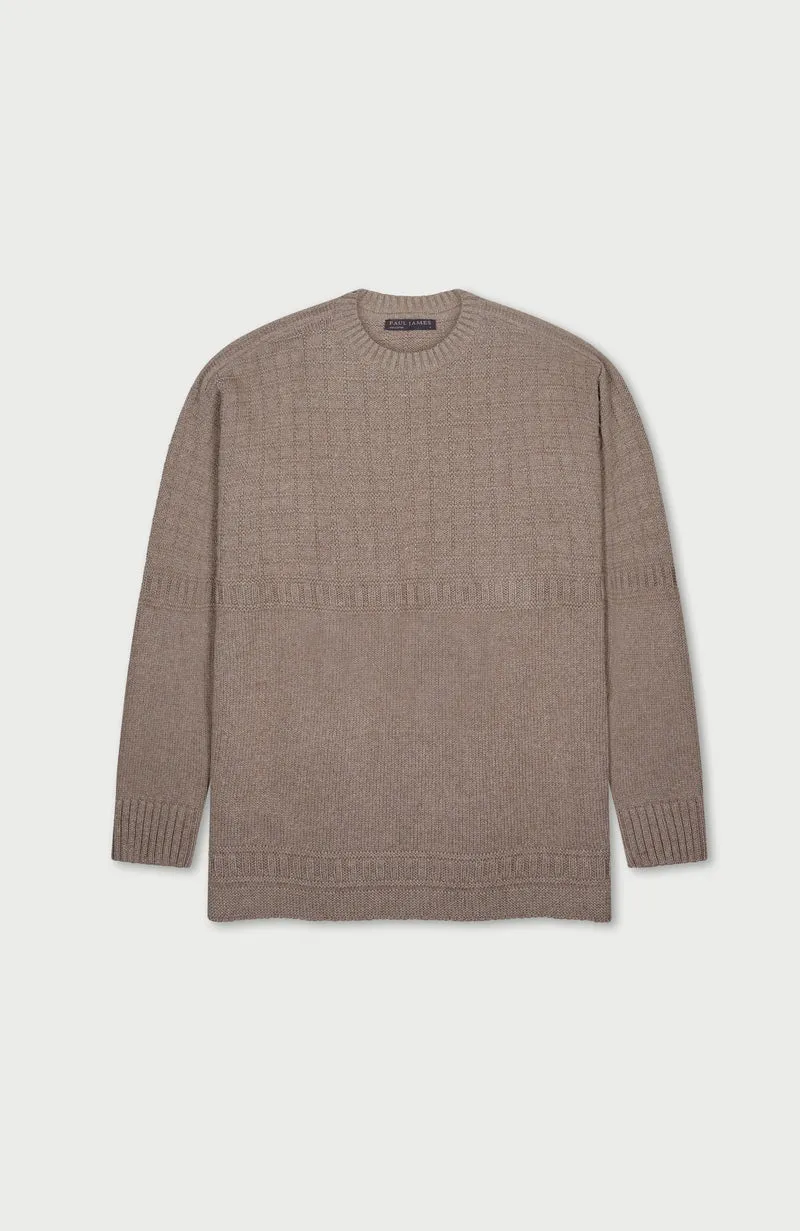 Mens Midweight Cotton Grid Knit Gansey Jumper