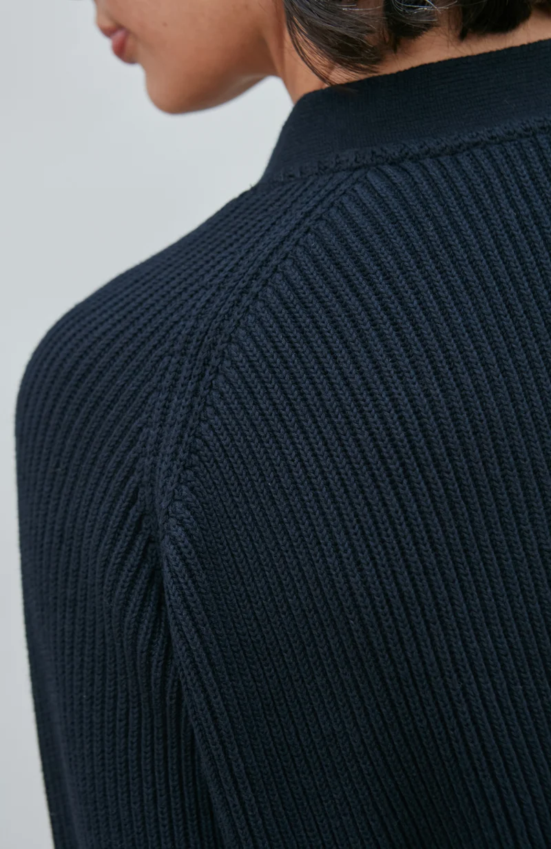 Übergroßer, gerippter Damen-Cardigan aus 100 % Baumwolle mit V-Ausschnitt