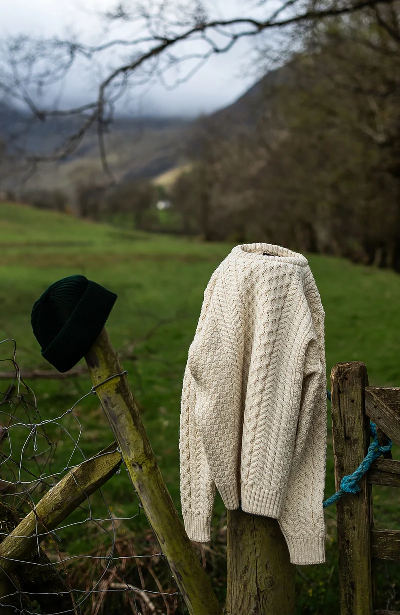 Zopfpullover aus britischer Fischerwolle für Herren