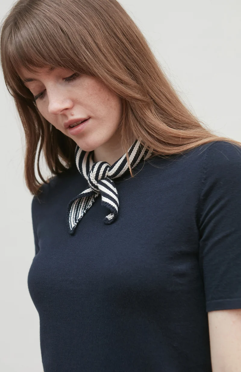 Cotton Garter Knit Striped Mini Neckerchief