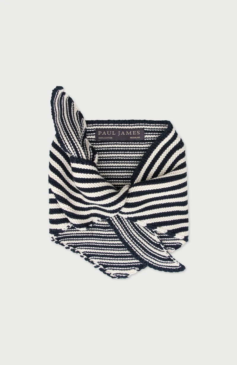 Cotton Garter Knit Striped Mini Neckerchief