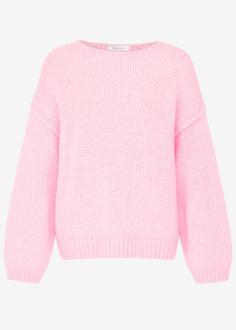 Oversize-Pullover mit Rundhalsausschnitt - rosa