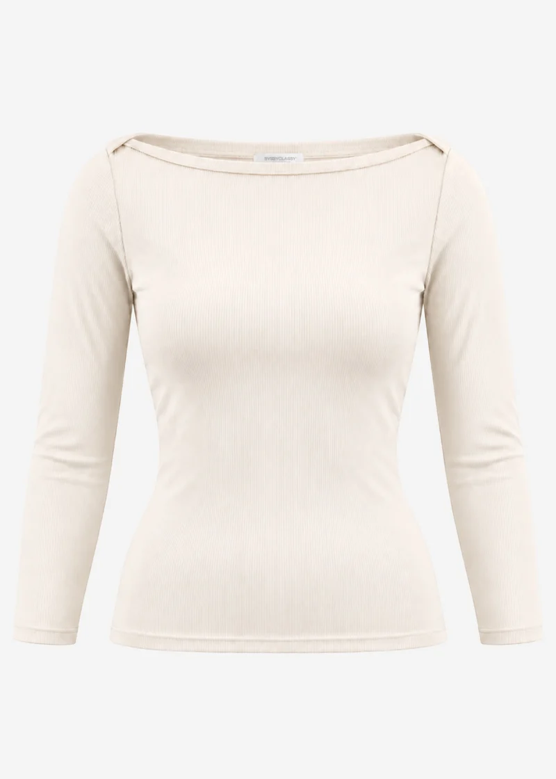 3/4 Arm Rippshirt - beige