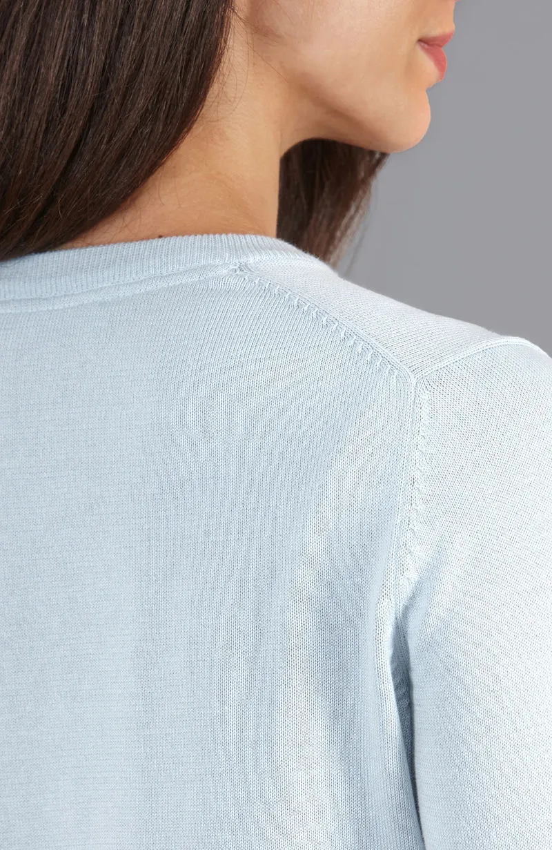 Damen-Pullover mit V-Ausschnitt aus reiner Baumwolle