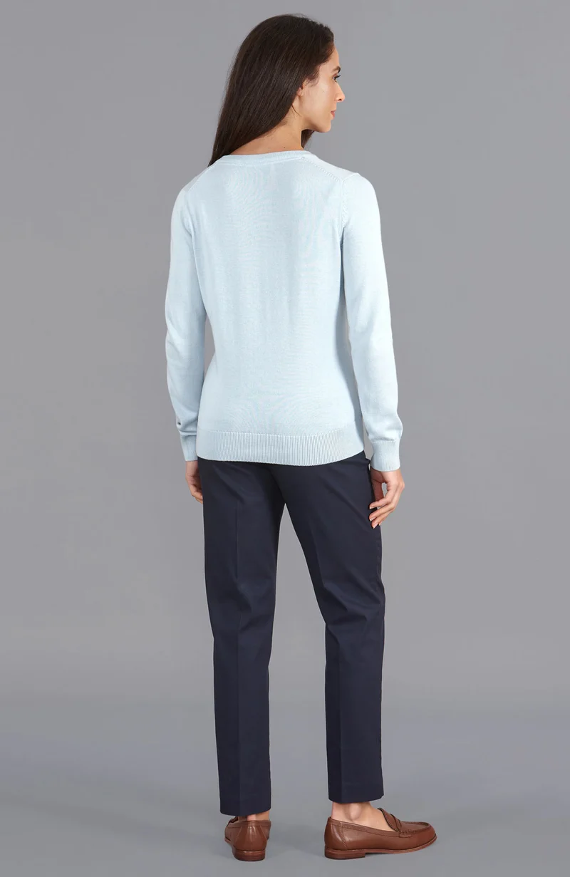 Damen-Pullover mit V-Ausschnitt aus reiner Baumwolle