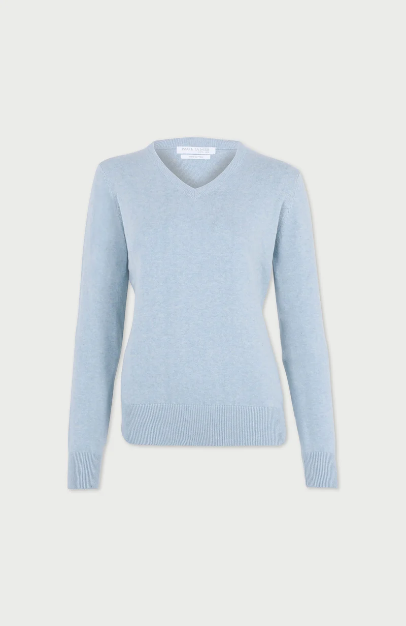 Damen-Pullover mit V-Ausschnitt aus reiner Baumwolle