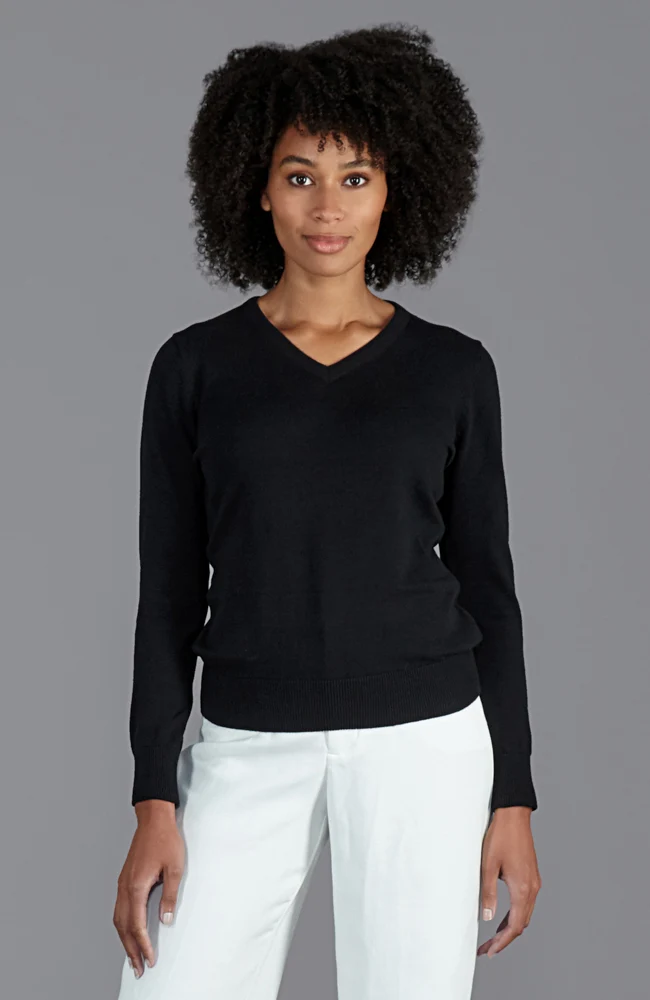 Damen-Pullover mit V-Ausschnitt aus reiner Baumwolle