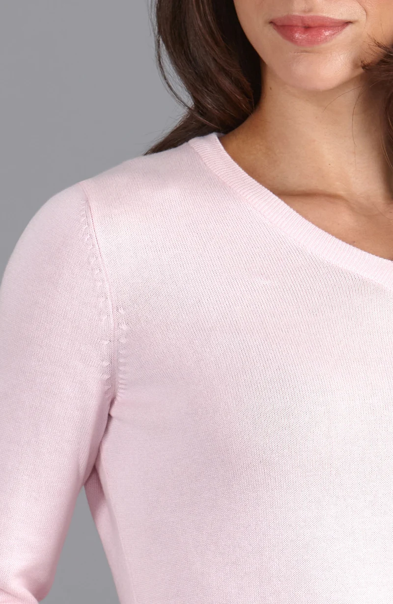Damen-Pullover mit V-Ausschnitt aus reiner Baumwolle