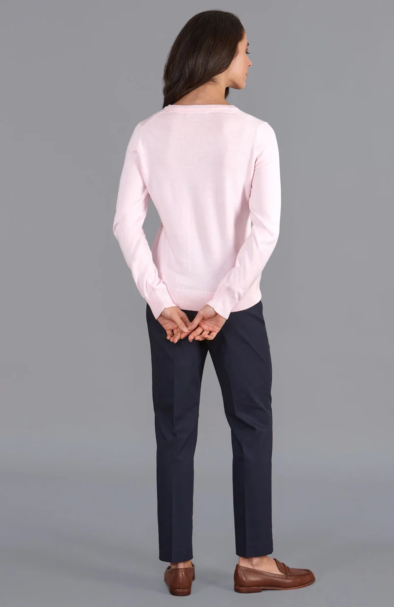 Damen-Pullover mit V-Ausschnitt aus reiner Baumwolle