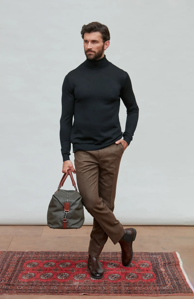 Rollkragenpullover aus extrafeiner Merinowolle für Herren