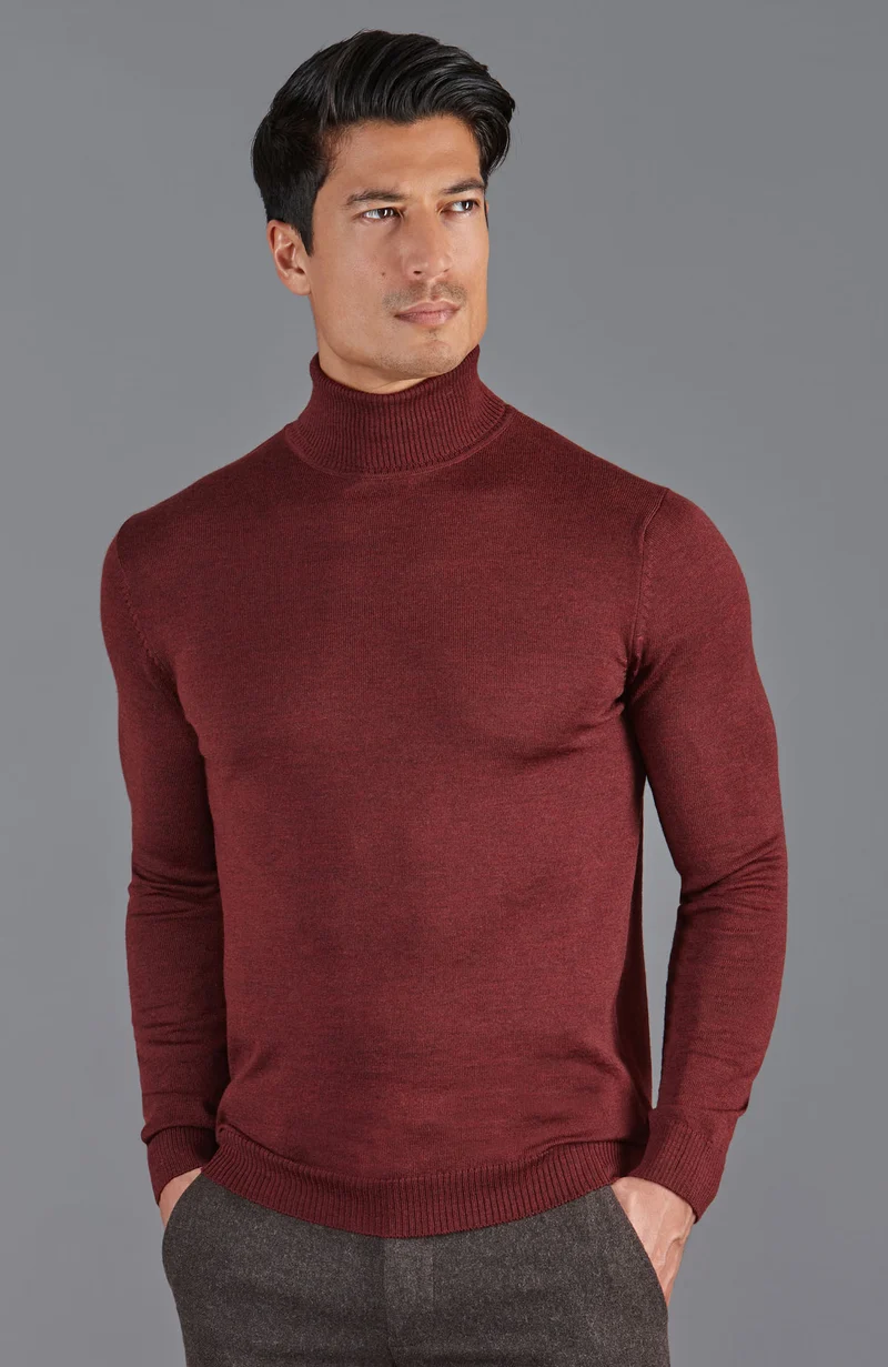 Rollkragenpullover aus extrafeiner Merinowolle für Herren