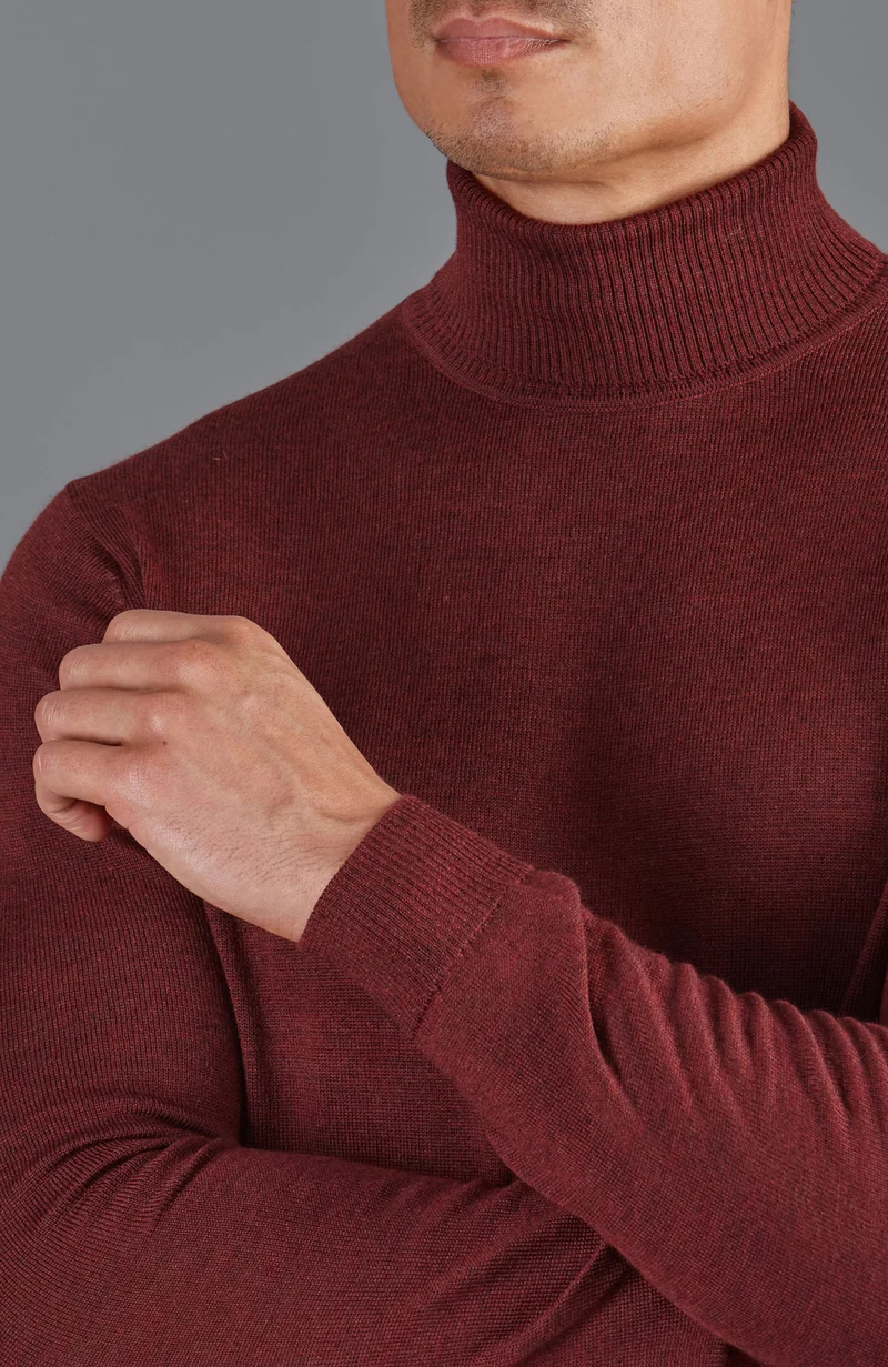 Rollkragenpullover aus extrafeiner Merinowolle für Herren