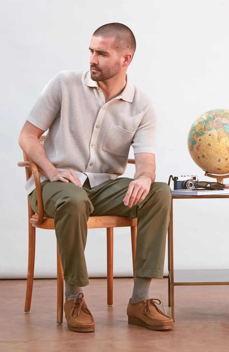 Mens Lightweight Cotton Waffle Knit Shirt