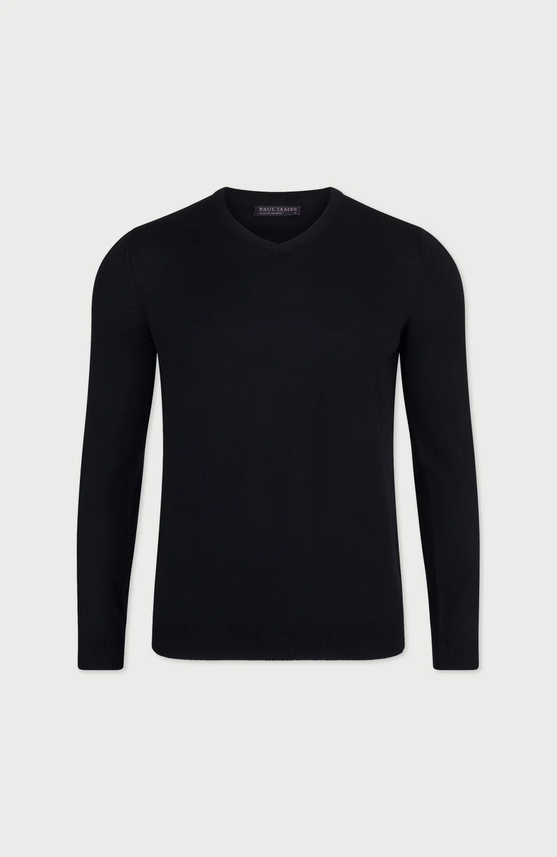 Extrafeiner Herren-Pullover aus Merinowolle mit V-Ausschnitt