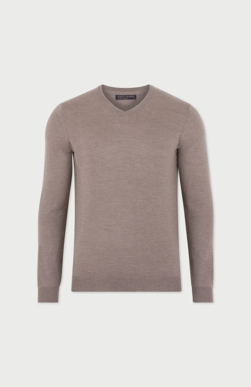 Extrafeiner Herren-Pullover aus Merinowolle mit V-Ausschnitt