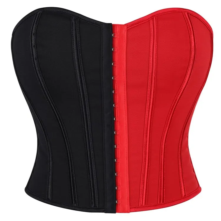 Gothic-Korsett für Damen mit kontrastfarbener Schnürung und Überbrustumfang
