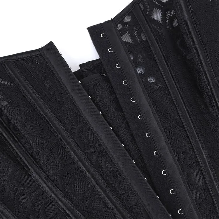 Gothic-Schnürkorsett für Damen aus transparentem Mesh über der Brust