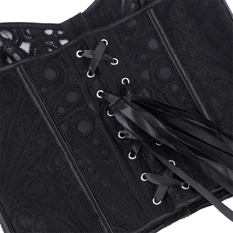 Gothic-Schnürkorsett für Damen aus transparentem Mesh über der Brust