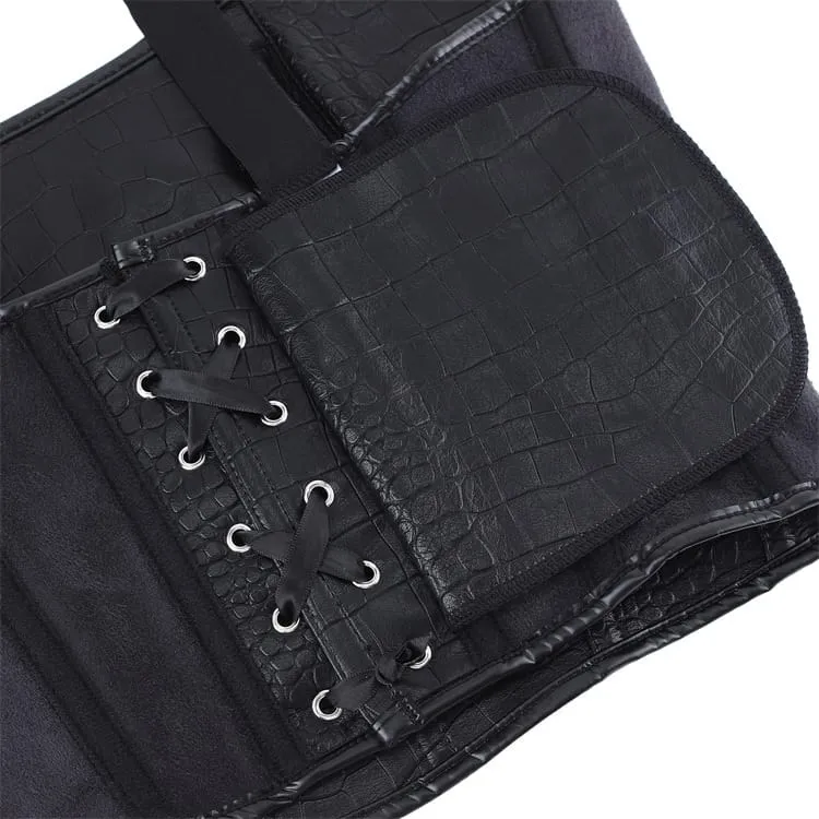 Gothic-Korsett für Damen mit Krokodilprägung und Überbrustriemen