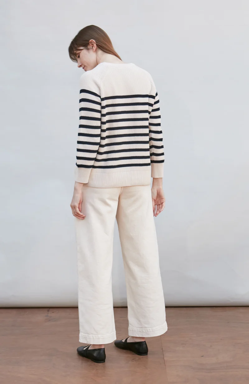Gerippter bretonischer Damenpullover aus 100 % Baumwolle