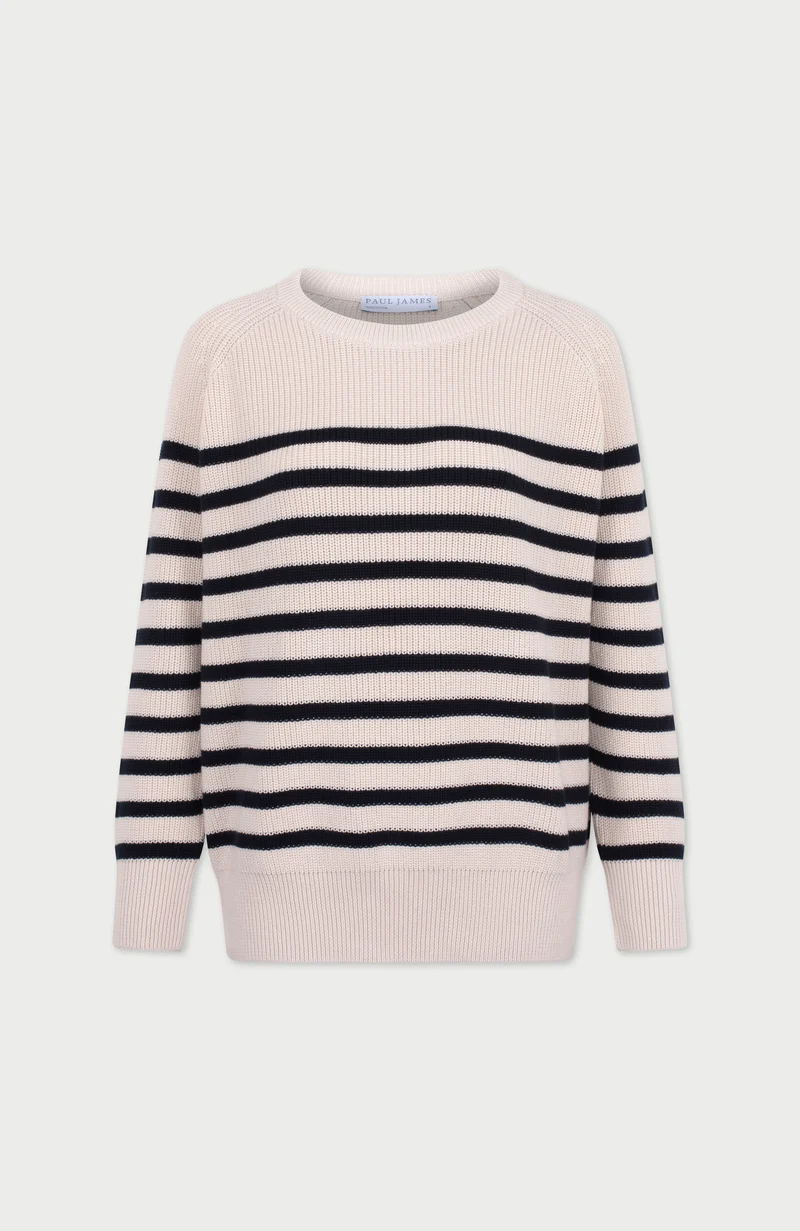 Gerippter bretonischer Damenpullover aus 100 % Baumwolle