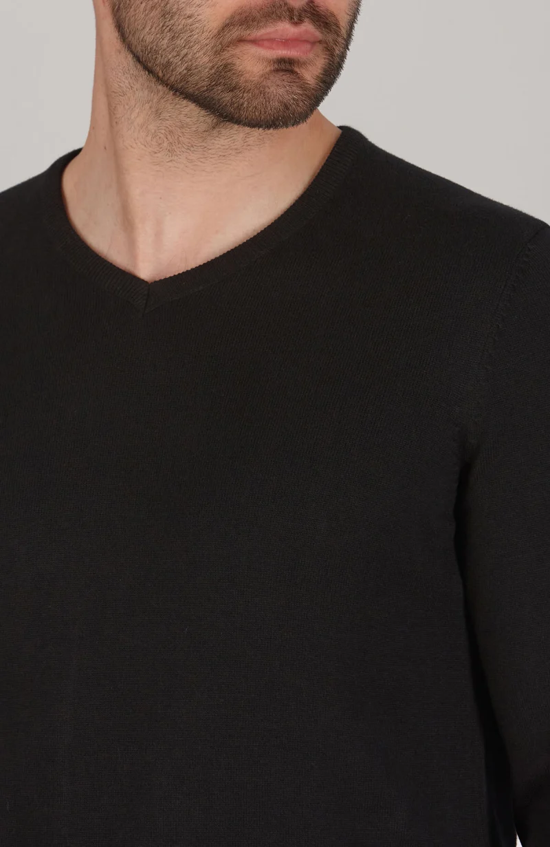 Herrenpullover aus 100 % Baumwolle mit V-Ausschnitt