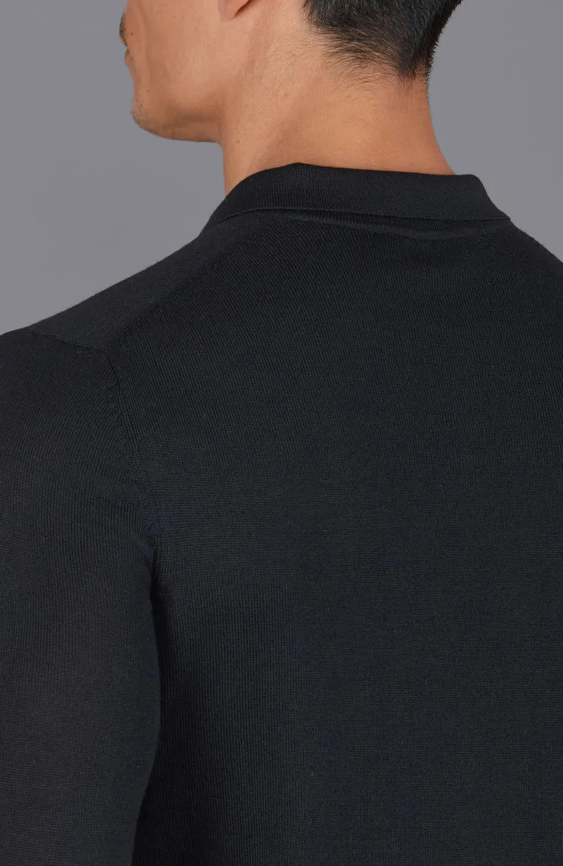 Langarm-Poloshirt aus extrafeiner Merinowolle für Herren