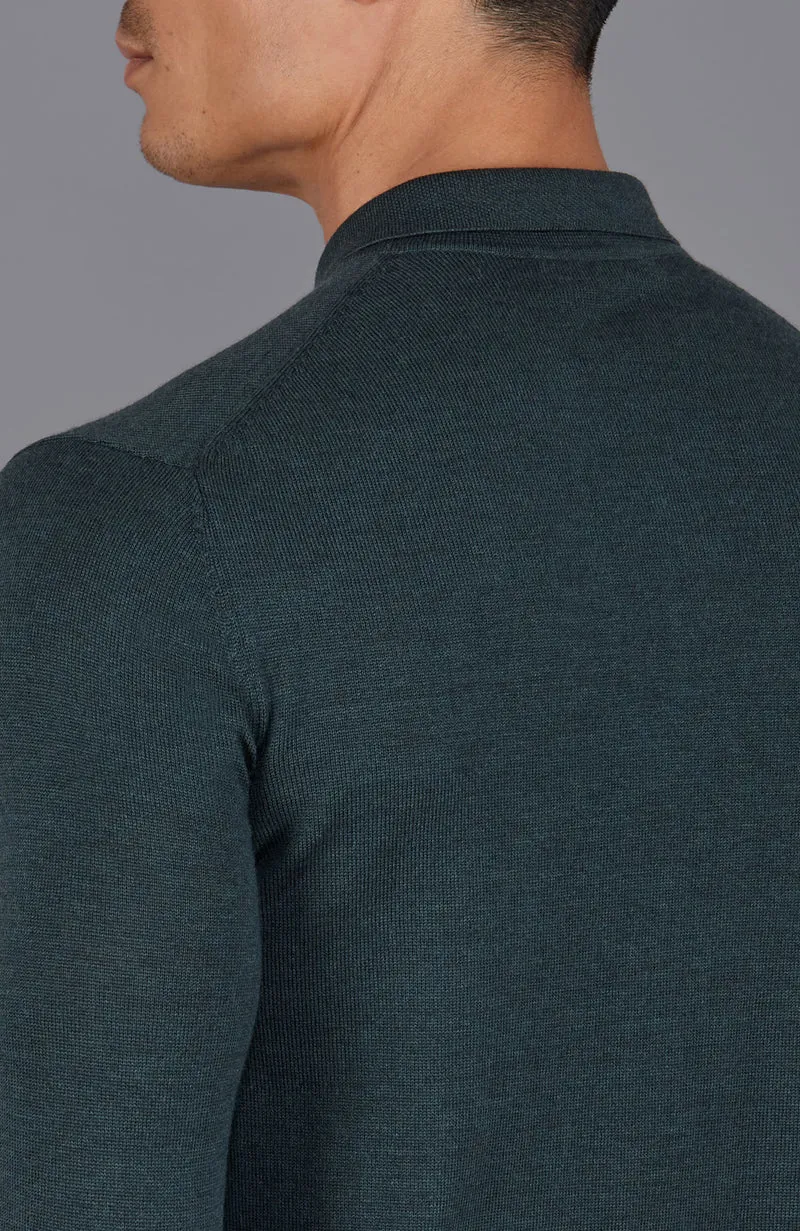 Langarm-Poloshirt aus extrafeiner Merinowolle für Herren