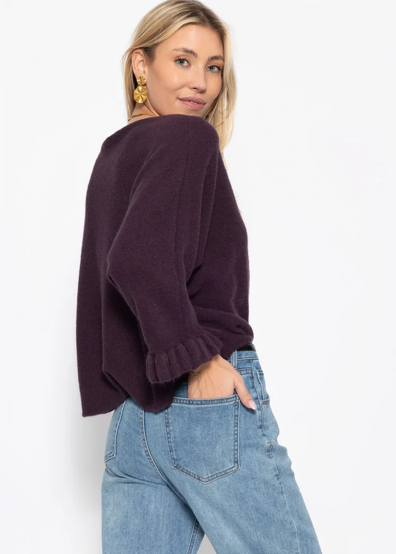 Oversize Pullover mit U-Boot Ausschnitt - plum