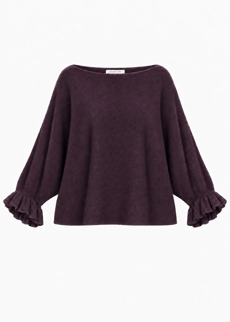 Oversize Pullover mit U-Boot Ausschnitt - plum