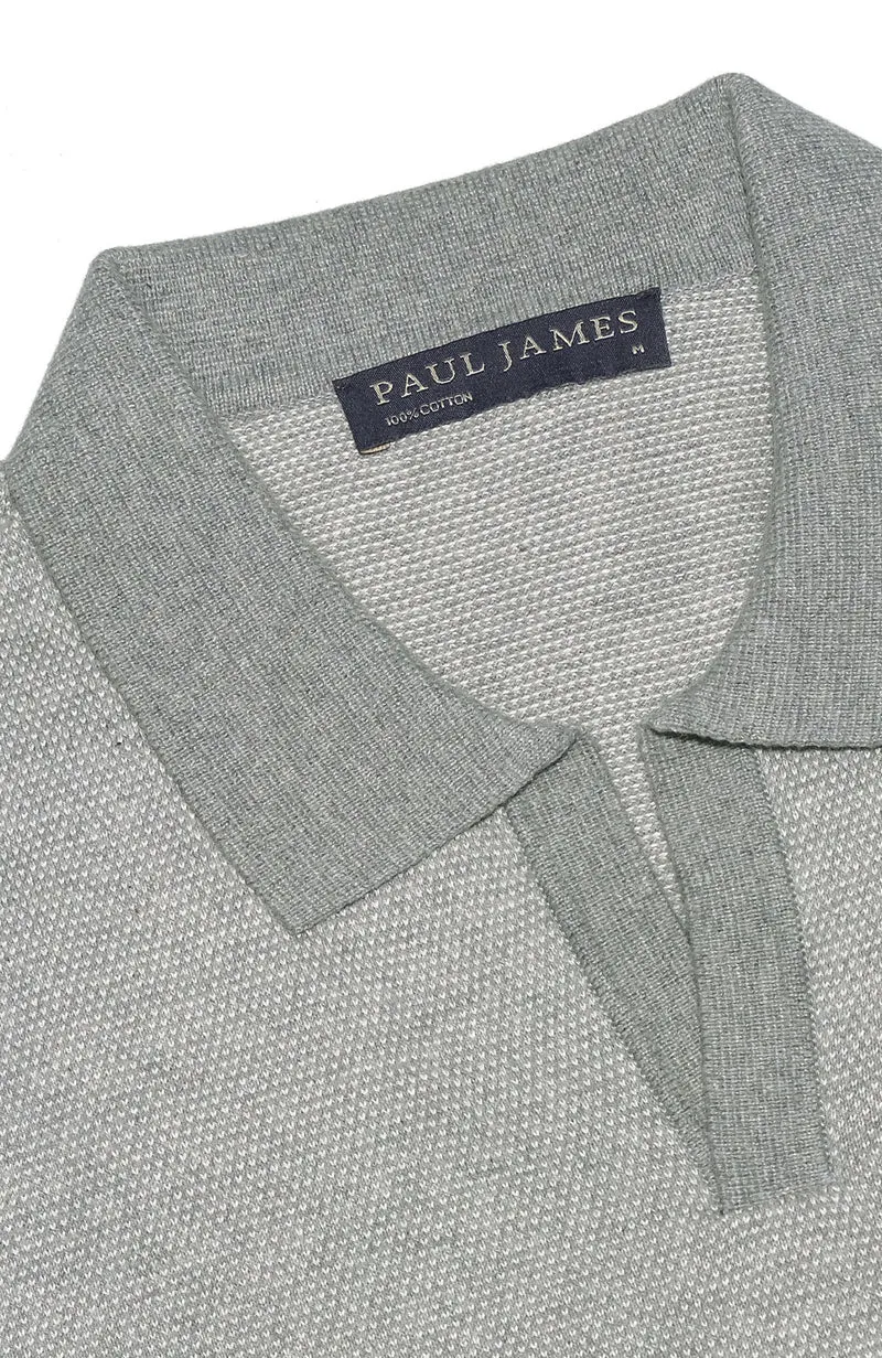 Leichtes Herren-Poloshirt mit Wabenmuster aus 100 % Baumwolle ohne Knöpfe