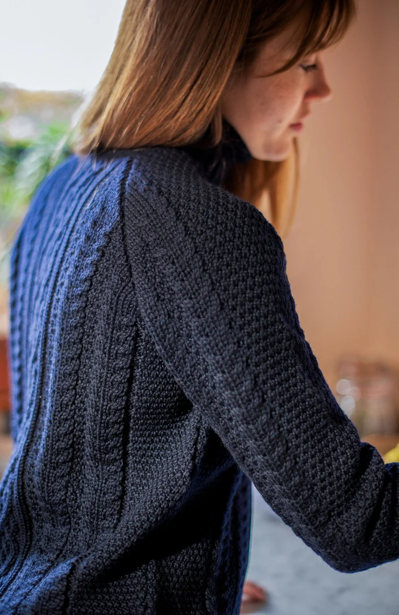 Womens Chunky Merino Roll Neck Cable Jumper