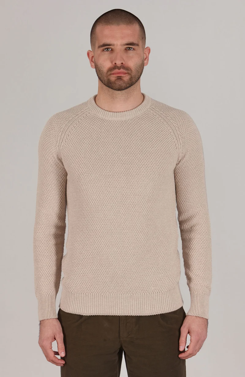 Herren-Raglanpullover aus Bio-Baumwolle mit Moosmuster