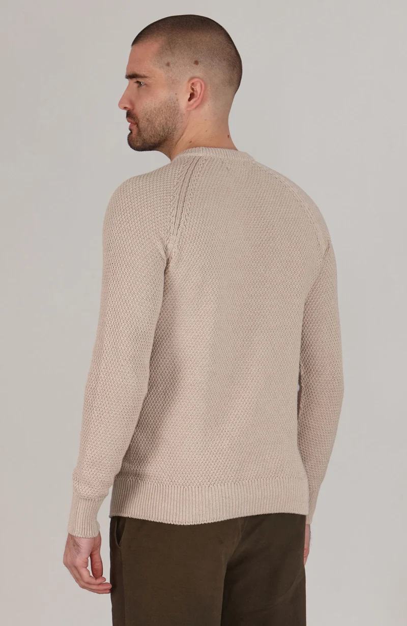 Herren-Raglanpullover aus Bio-Baumwolle mit Moosmuster