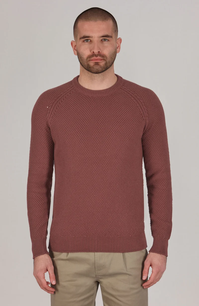 Herren-Raglanpullover aus Bio-Baumwolle mit Moosmuster