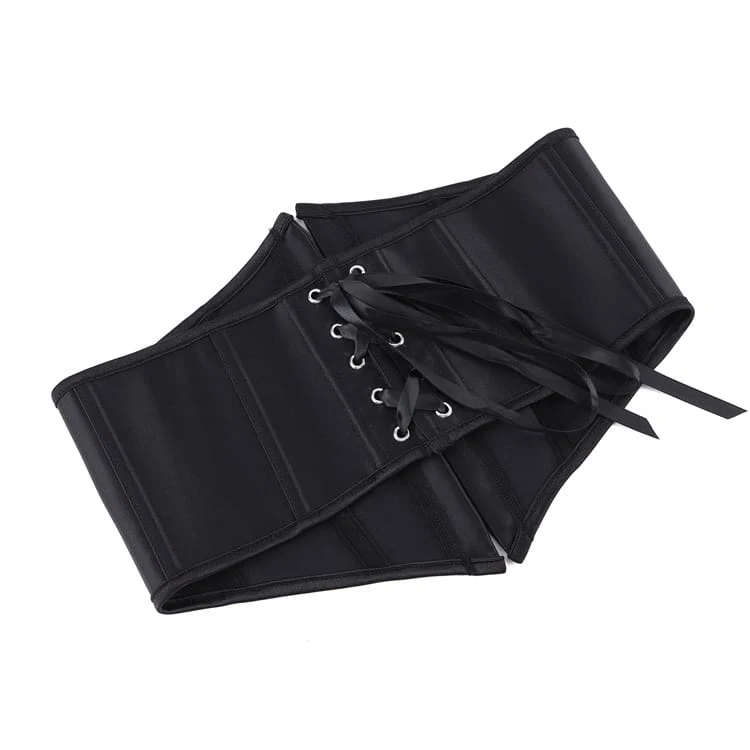 Gothic-Unterbrustkorsett für Damen, einfarbig schwarz, mit Schnürung
