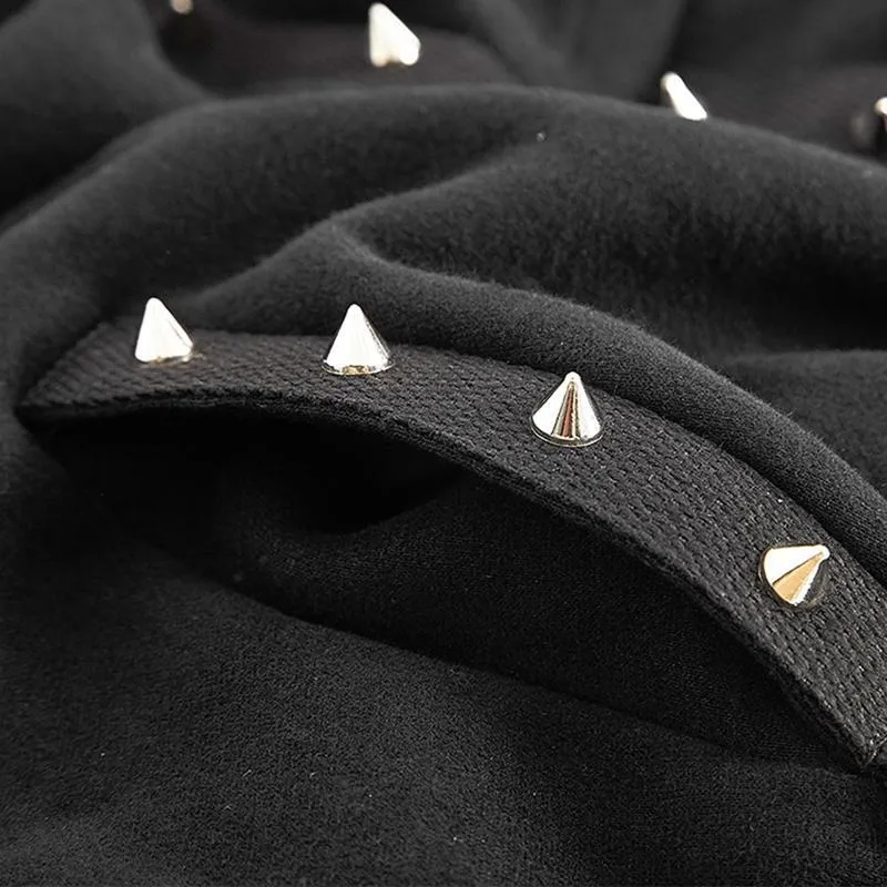 Damen-Kapuzenpullover mit Punk-Kreuz- und Kettenmotiv, Schwarz