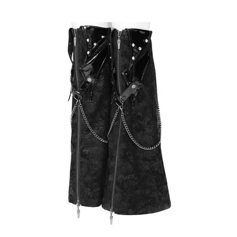 Punk-Beinstulpen für Damen mit Nieten, Ketten und Reißverschluss