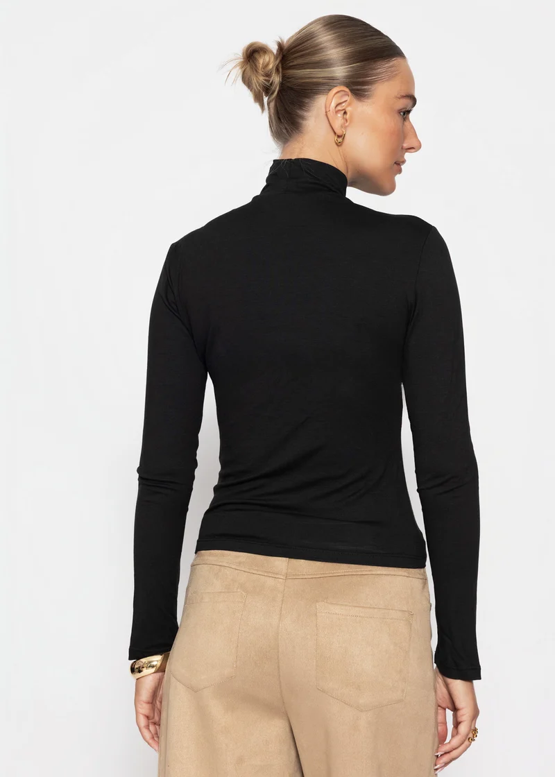 Langarm Shirt mit Rollkragen - schwarz