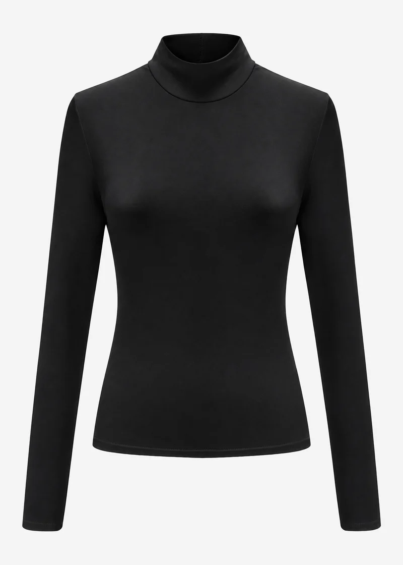 Langarm Shirt mit Rollkragen - schwarz