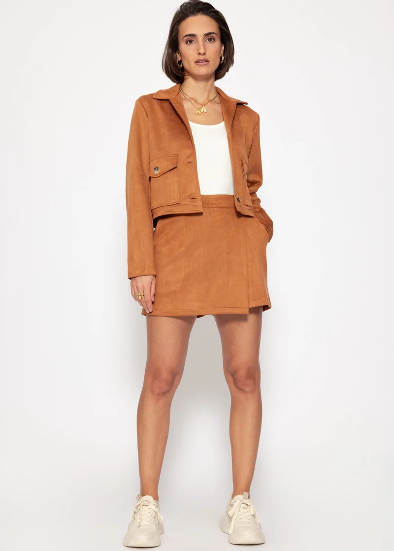 Hosenrock in Wildleder-Optik - cognac